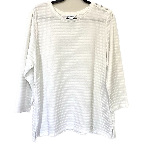 Liz Claiborne Off-white Sweater w/ Jewel Buttons on Shoulder Size 1X - Picture 1 of 9